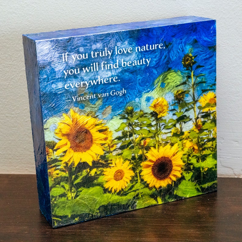 Quoteblock Vincent Van Gogh Quote With Sunflower Image Etsy