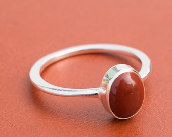 Solid 925 Sterling Silver Oval Shape Red Jasper Rings unique Deign Jewelry Handmade Ring Woman's Ring Gift for Her Valentine's gifts