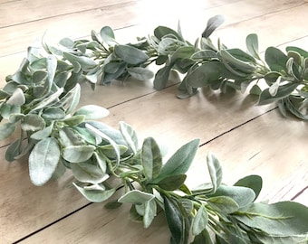 Lambs ear garland, wedding garland, wedding decor, farmhouse garland decor, table runner, wedding centerpiece, bridal shower decor