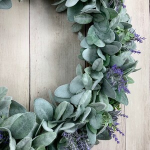 Spring Outdoor Front Door Wreath With Lambs Ear, Eucalyptus, Lavender ...