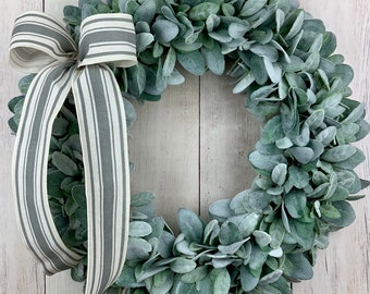 Lamb’s ear wreath, year round outdoor, wreath, front door wreath, spring wreath, wreath for front door, farmhouse rustic, gift for mom