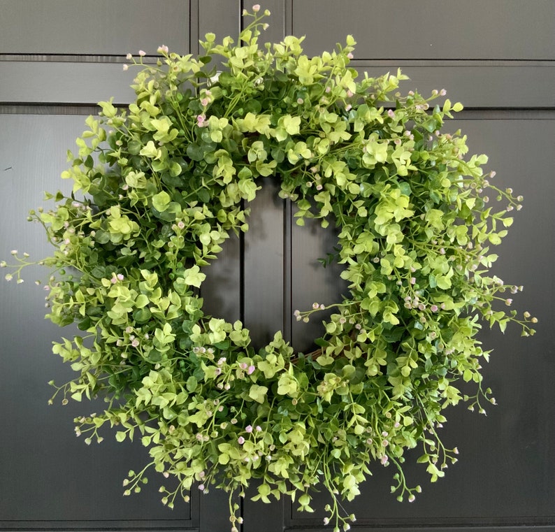Year round eucalyptus wreath for front door, everyday door wreath, spring greenery wreath, outdoor water resistant wreath, Mothers Day gift image 9