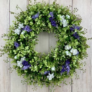 Year round spring summer eucalyptus and lavender wreath for front door, everyday door wreath, outdoor wreath, Mother’s Day gift