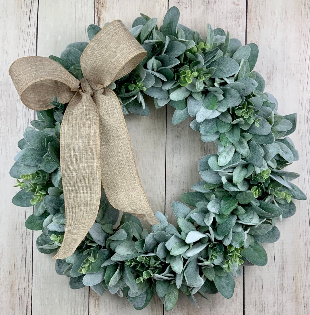 Lambs Ear Wreath, Year Round Wreath, Front Door Wreath, Fall Wreath ...
