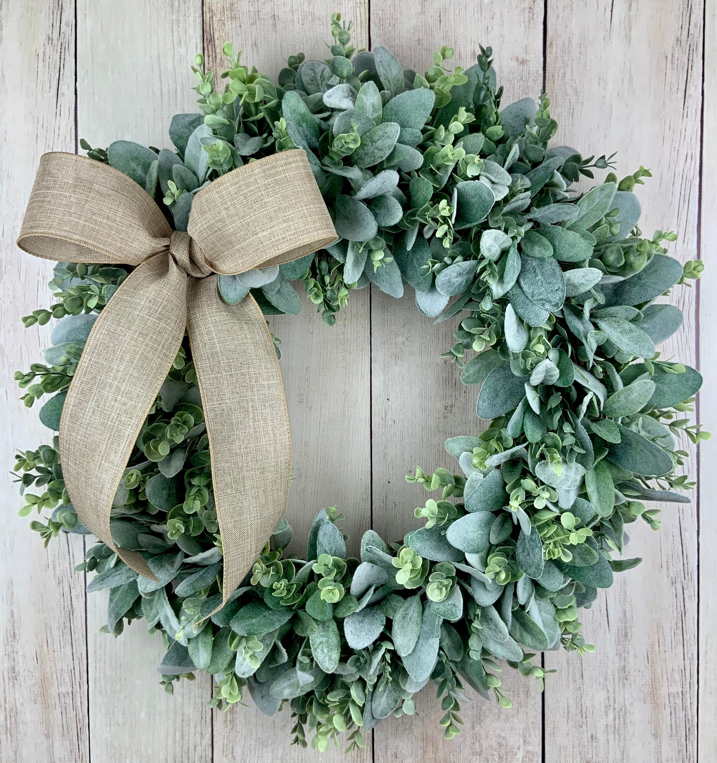 32 XL Outdoor Spring Wreath for Front Door Eucalyptus and Bayleaf With  White Ranunculus and Blueberries for Everyday Decorating 