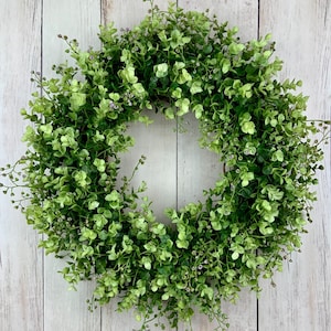 Year round eucalyptus wreath for front door, everyday door wreath, spring greenery wreath, outdoor water resistant wreath, Mothers Day gift image 1