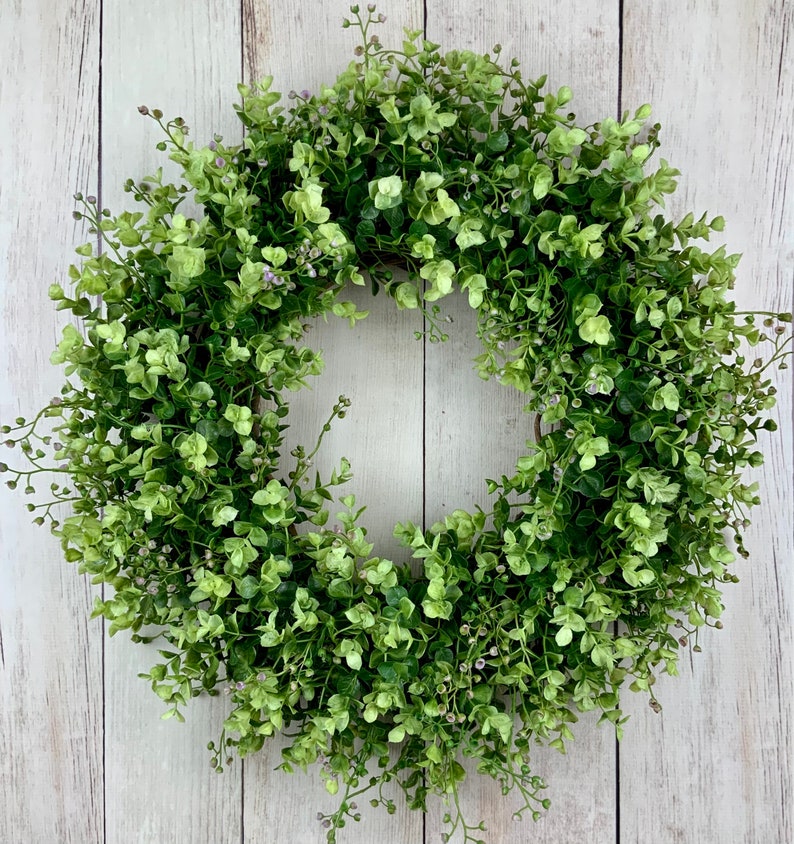 Year round eucalyptus wreath for front door, everyday door wreath, spring greenery wreath, outdoor water resistant wreath, Mothers Day gift image 1