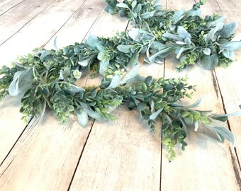 Lambs ear and eucalyptus garland, wedding garland, wedding decor, farmhouse garland decor, table runner, wedding centerpiece, bridal shower