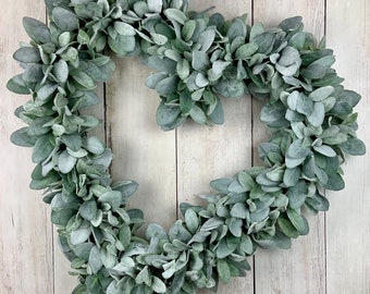 Valentine’s Day wreath, lambs ear wreath, front door wreath, Valentine’s Day decor, heart wreath, nursery decor, heart shaped, farmhouse