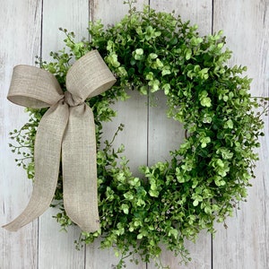 Year round eucalyptus wreath for front door, everyday door wreath, spring greenery wreath, outdoor water resistant wreath, Mothers Day gift image 2