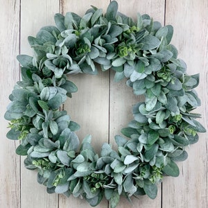 Lamb's Ear & Eucalyptus Wreath, Farmhouse Greenery, Year Round Decor