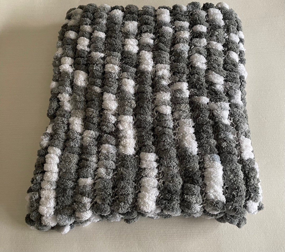 Pom Pom Wool Baby Blanket Etsy