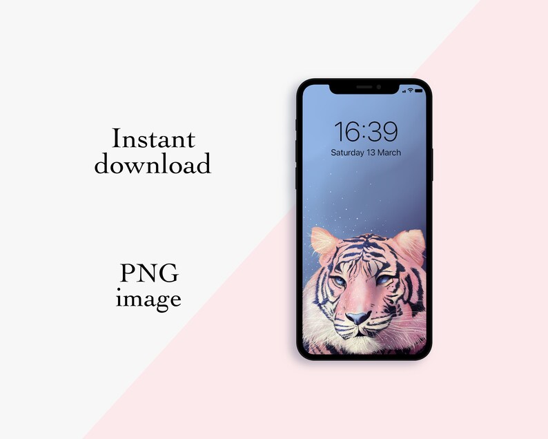 Tiger Phone Wallpaper Digital Download Kawaii Art