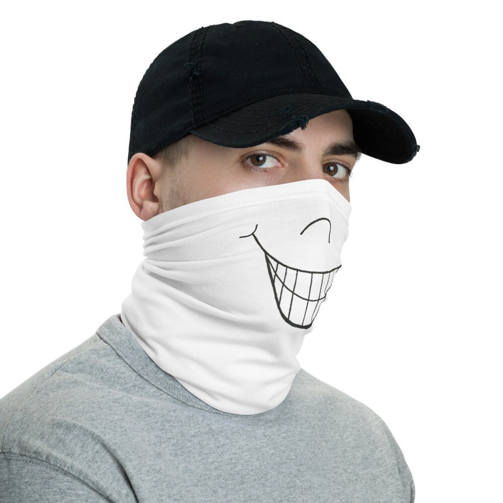 Face Mask / Smiling Neck Gaiter, Funny Neck Gaiter, Face Covering, Face
