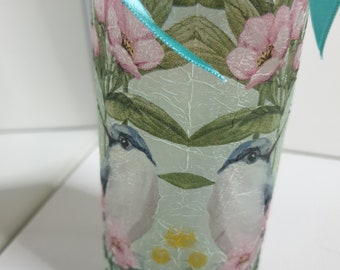 Green floral design with birds all over the bottle light - Ideal gift