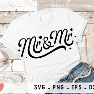 Mr & Mr svg, fichiers png pour Cricut, fichiers dxf, fichiers eps, fichiers Cricut de Machines de découpe pour impression de t-shirt, fichiers svg scrapbooking pour Cricut