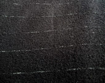 Merino wool fabric in black with fine grey stripes, pure wool, sold by the meter