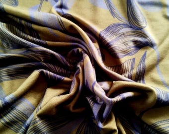 Oeko-Tex viscose jersey khaki leaves