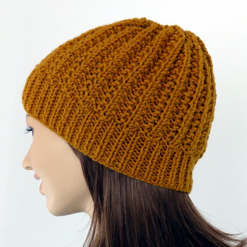 Knit hat London mustard Hand knitted ladies hat. optional also in many other colors