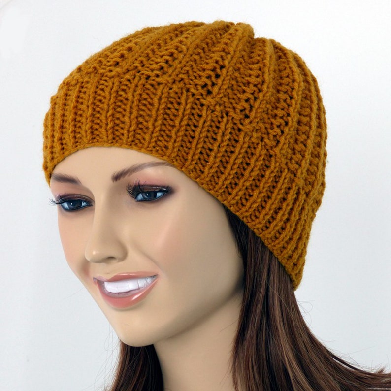 Knit hat London mustard Hand knitted ladies hat. optional also in many other colors