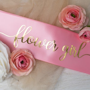 Flower Girl Sash- Bridal Party Sashes, Bridal Shower Sash, Pink, White, Dusty Rose