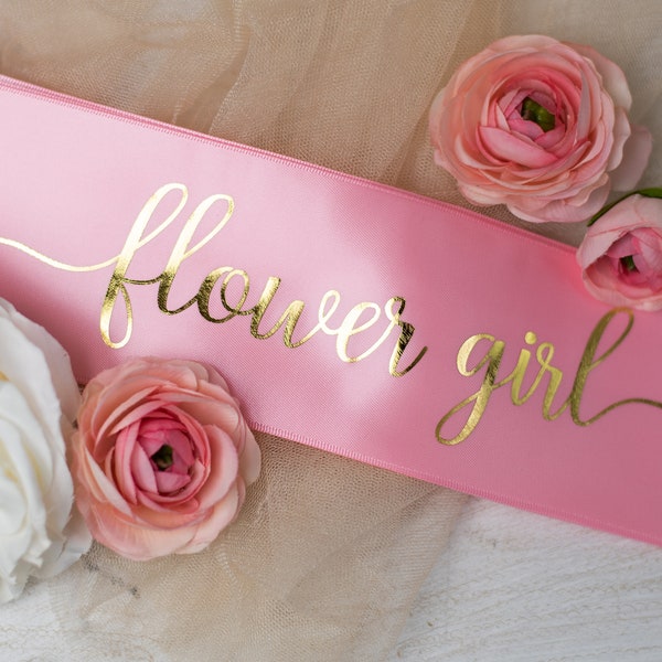 Flower Girl Sash- Bridal Party Sashes, Bridal Shower Sash, Pink, White, Dusty Rose