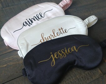 Custom Satin Sleep Masks, Personalized Eye Masks, Bridal Sleep Mask, Bridesmaid Gift