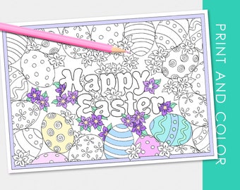 Easter Egg Coloring Card + BONUS full size Kid’s Coloring Page // Adult coloring pages //  Envelope template included