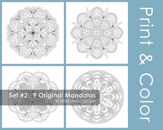 Mandala Coloring Pages // Art Therapy // PDF pages to print and color // Adult Coloring Pages // Set #2