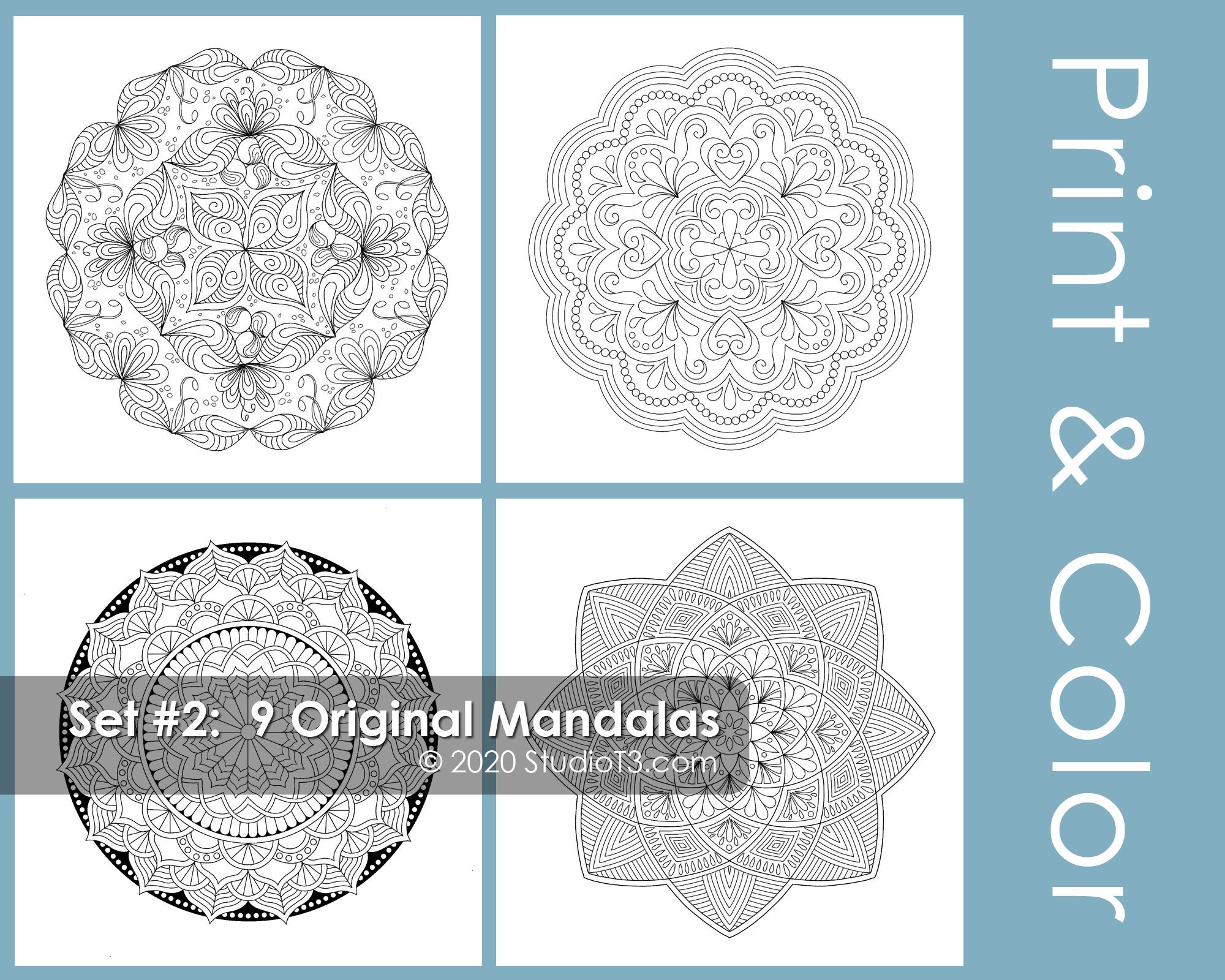 Mandala Coloring Pages // Art Therapy // PDF Pages to Print and Color