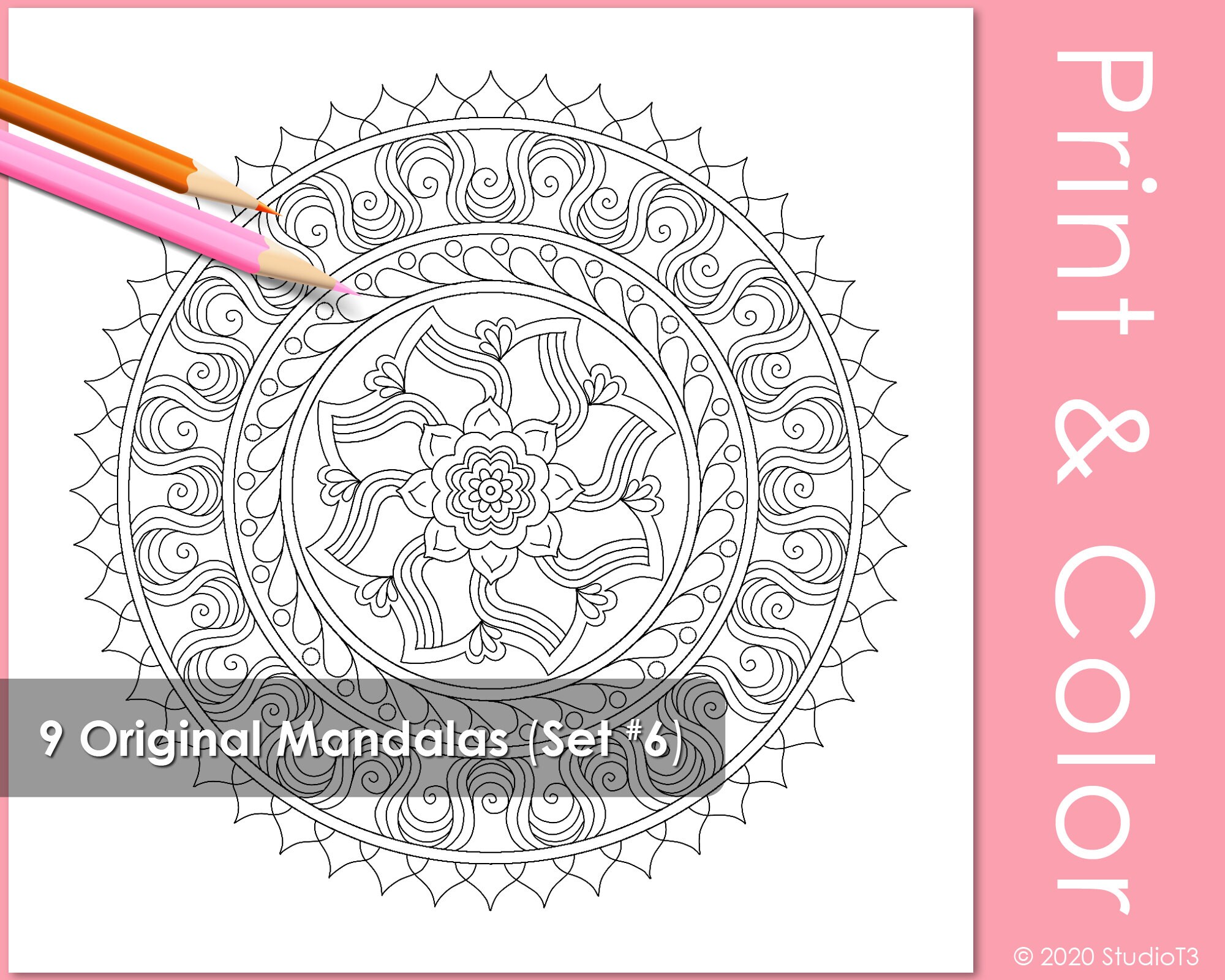 Mandala Coloring Pages // Art Therapy // Adult Coloring Pages // Set 6 ...