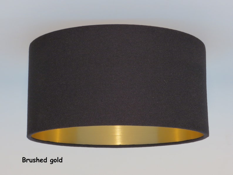 Handmade Black lamp shade,Gold, silver, copper, mirror, brush, matt, Pendant,Hanging,Ceiling,drum,hand rolled,lightshade,metalic foil,lining brushed gold