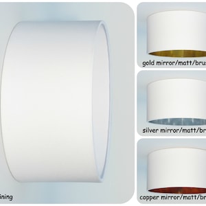 Handmade White lamp shade,Gold, silver, copper, mirror, brush, matt, Pendant,Hanging,Ceiling,drum,hand rolled,lightshade,metalic foil,lining