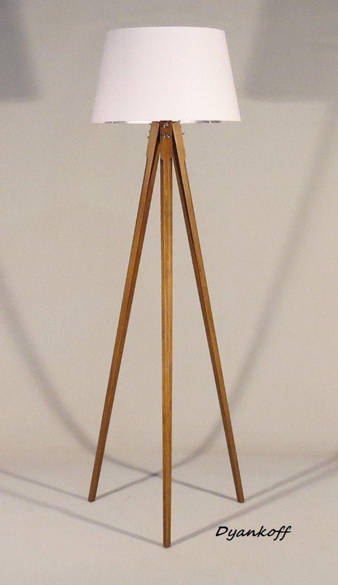 Handmade Tripod Floor Lamp, Wooden Stand in Middle Dark Wood,drum ...