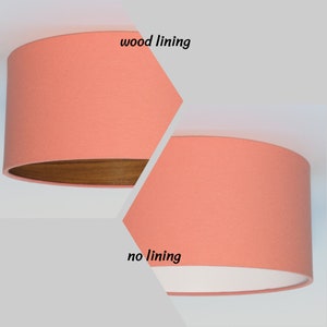 Handmade Peach color Lampshade, Wood lining, No lining, Pendant, Hanging, Ceiling,drum,lightshade foil,lining,home decor,interior,table lamp