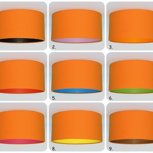 Handmade Orange Lampshade, black, wood,purple,red,blue,green,pink,yellow,orange,Pendant,Hanging,Ceiling,drum,lightshade,matt lining,interior