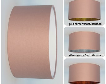 Handmade Rose ash Drum Lampshade, gold, silver, copper,mirror,matt,brushed,Pendant,Hanging, Ceiling,lightshade,metallic lining,interior,home