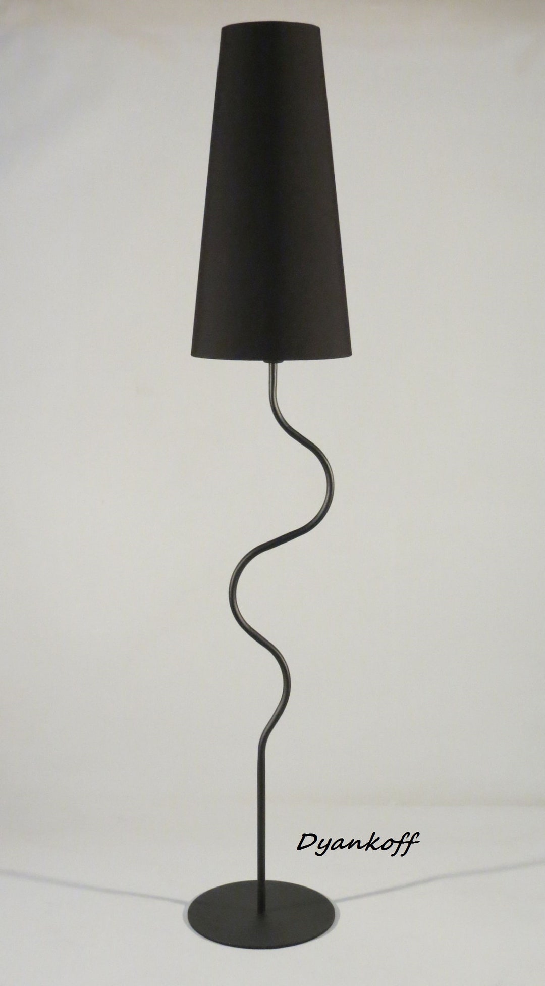 Handmade Floor Lamp With Empire Lampshade, Made From Metal and Fabric