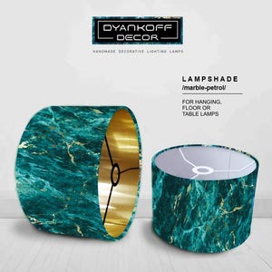 Marble petrol effect printed textile Handmade lampshade, gold, silver, copper, matt, brushed, Pendant, Hanging, drum, lightshade, interior
