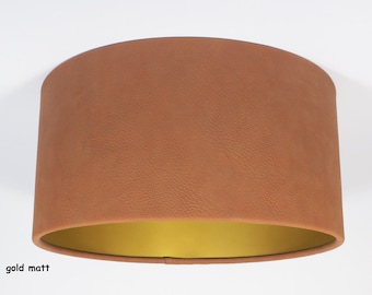 Luxury Handmade Drum Lampshade, Rusty caramel Eco leather,gold, silver, copper, matt, brushed, Pendant, Ceiling, lightshade,metalic,interior
