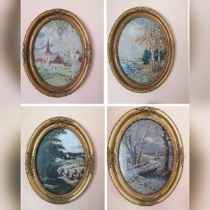 Vintage &quot;Four seasons&quot; tapestry by Wiehler, gobelins, needlepoint, wall art, old, wall decor, interior, home decor, embroidery, DMC threads