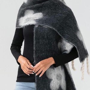 Blanket Scarf,Oversized Scarf,Winter Scarf Women,Boho Scarf,Scarf Women,Gift For Her,Scarf,Wrap,Winter Shawl, Charcoal Grey Combo