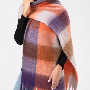Plaid BLanket Scarf,Oversized Scarf,Winter Scarf Women,Boho Scarf,Scarf Women,Gift For Her,Scarf,Wrap,Winter Shawl,Multi Color Combo