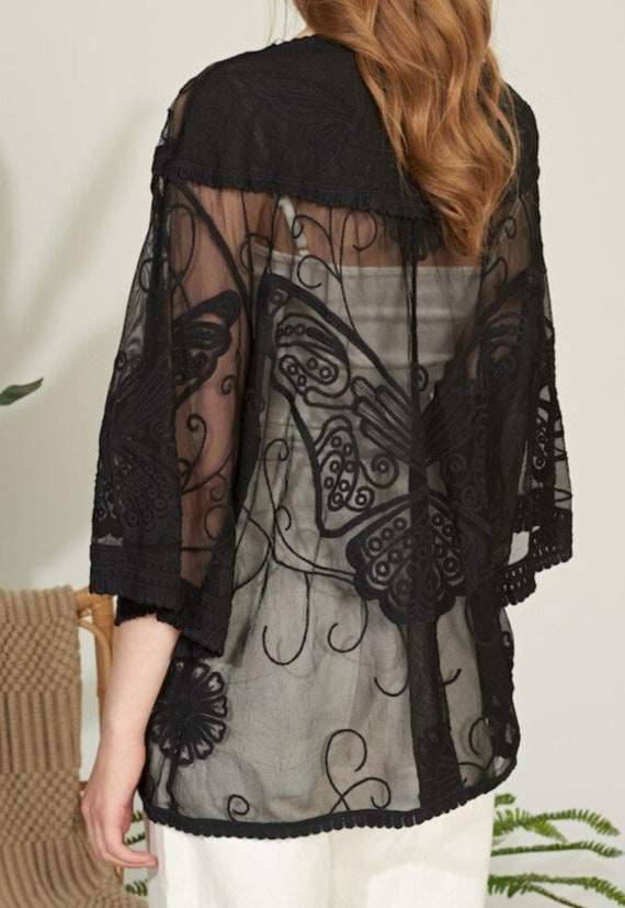 Schmetterling, Lace Kimono, Cover up, Beach, Kimono Jacke, Kimono