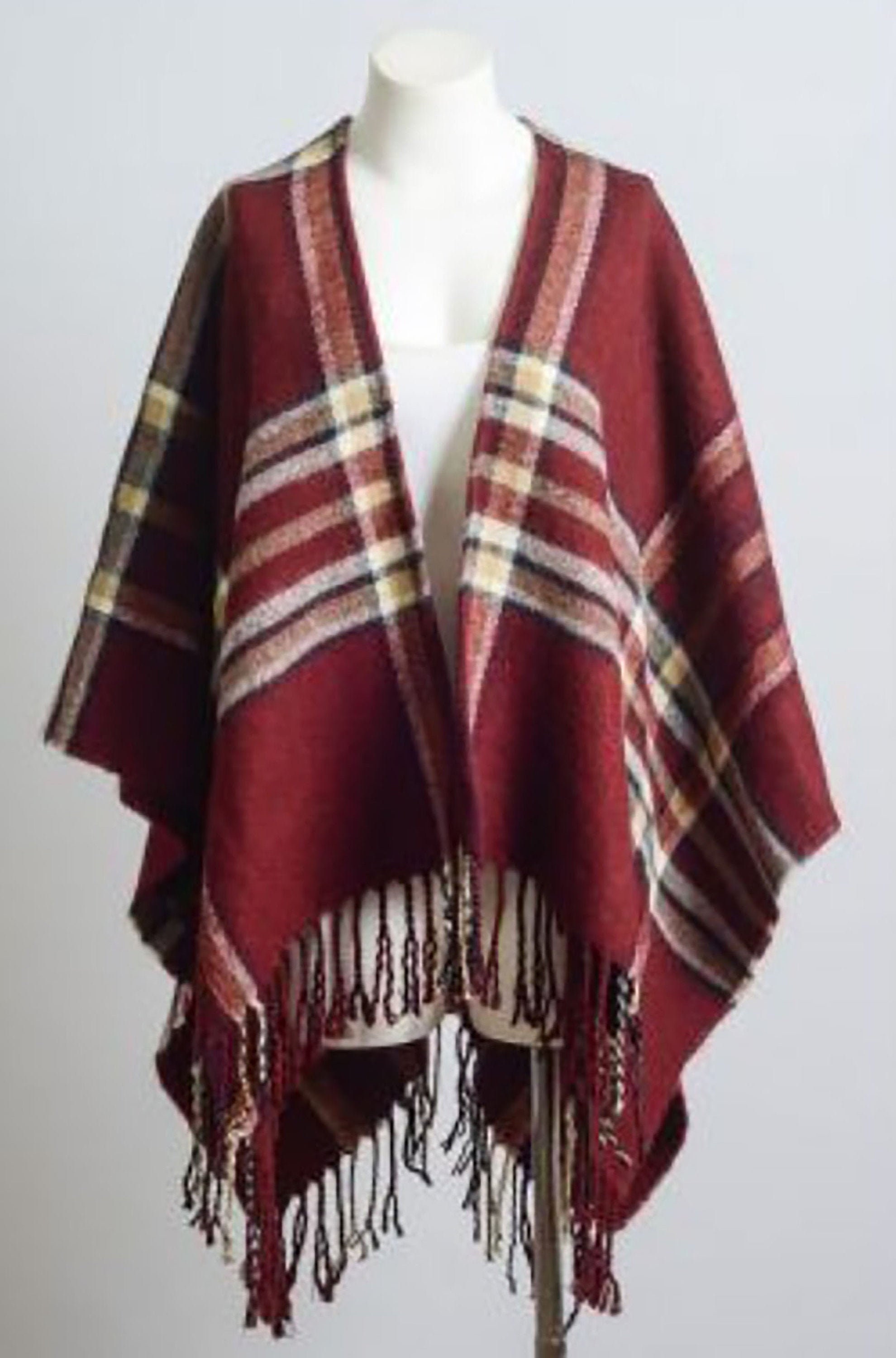 Plaid Poncho,poncho Women,gift for Her,kimono Jacket,poncho