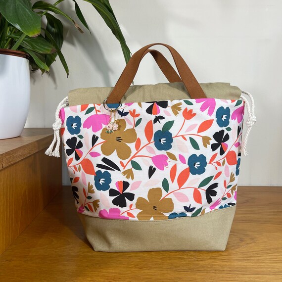 Large Drawstring Project Bag || Project Bag for Knitting || Knit on the go bag || Project Storage Bag || Travel Project Bag || Yarn Bag