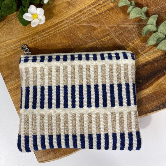 Handwoven Wool Zipper Purse | Wool Coin Purse with Zipper | Small Notion Pouch | Knitters Notion | Small Change Purse