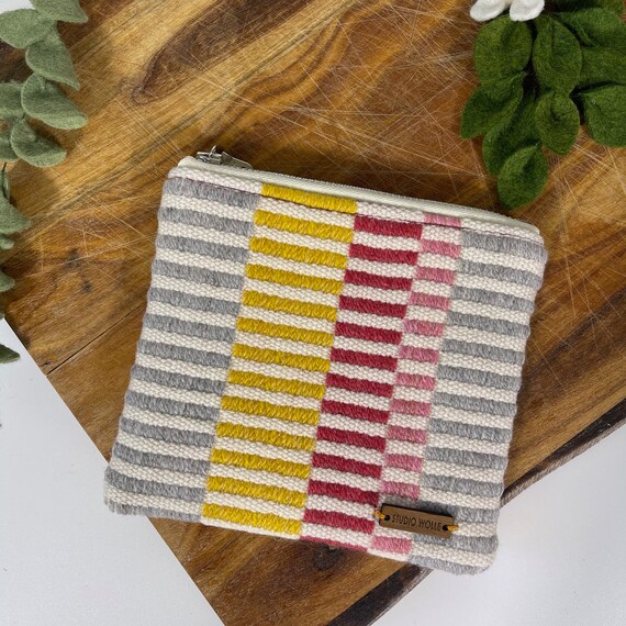 Handwoven Wool Zipper Purse | Wool Coin Purse with Zipper | Small Notion Pouch | Knitters Notion | Small Change Purse