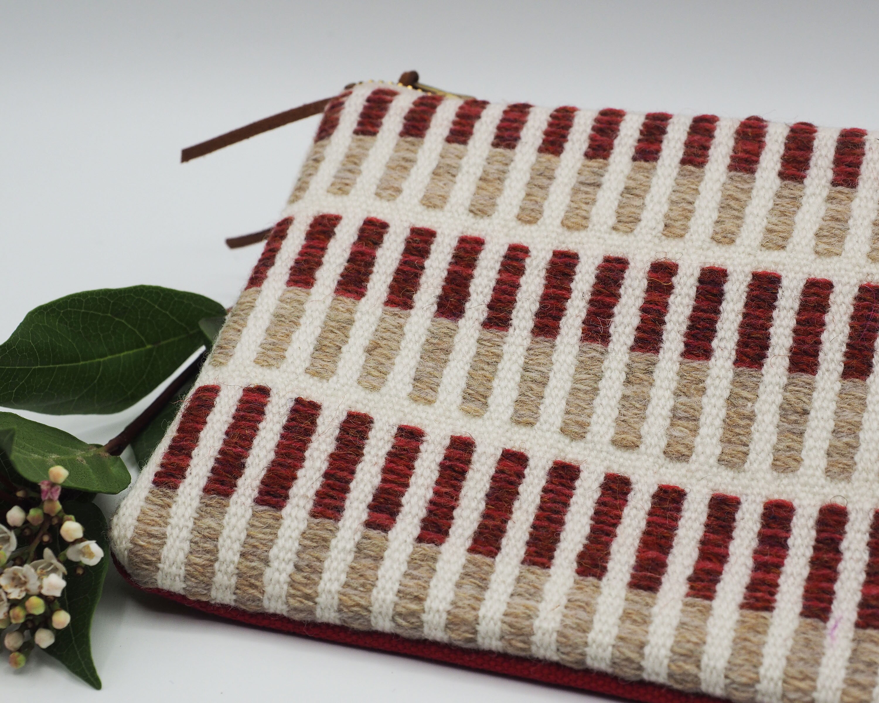 Handwoven Zipper Pouch Travel Clutch Bag Red and Cobble - Etsy