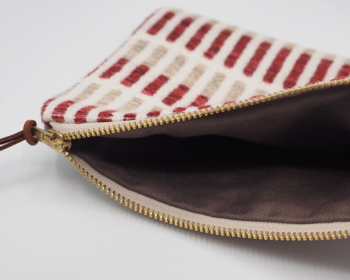 Handwoven Zipper Pouch Travel Clutch Bag Red and Cobble - Etsy